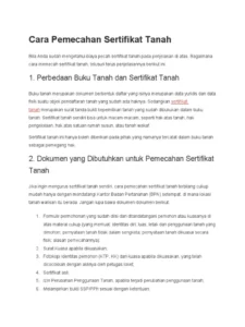 Cara Urus Pemecahan Sertifikat Tanah yang Efektif