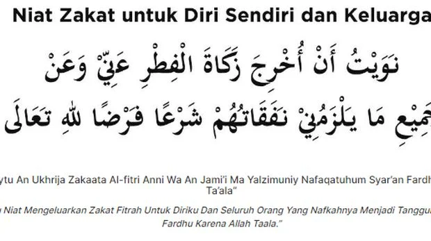Doa Niat Zakat Fitrah untuk Diri Sendiri dan Keluarga